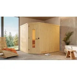 Weka Element-Ecksauna Varberg 4 Sparset 9 kW - Massivholzsaunen & Elementsaunen: Platzsparende Ecksauna mit hochwertiger Isolierung und einfacher Montage für Ihr persönliches Wellness-Erlebnis zu Hause.