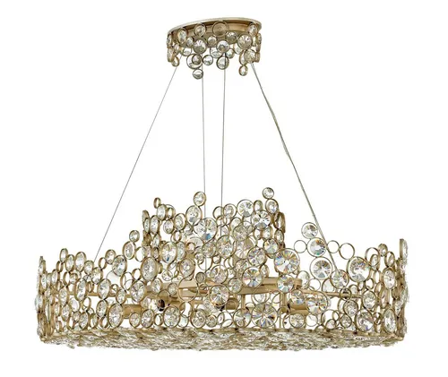 Gold Glamour Kristall Kronleuchter Anya 10x60W E14 in silber von Hinkley Lighting