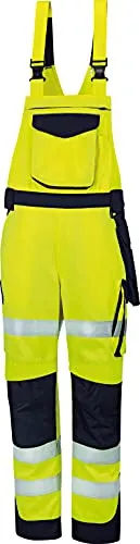 Vizwell Warnschutz-Latzhose Signal mit Gratis Werkzeugtasche - Hochsichtbare Latzhose in leuchtendem Orange und Marineblau, ideal für sicheres Arbeiten. Inklusive gratis Werkzeugtasche, Größen 42-68, für optimalen Komfort und Funktionalität.