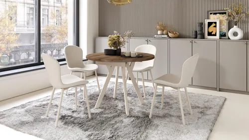 Design Esstisch Almo ausziehbar 90-145 cm rund - Eleganter, runder Esstisch für Ihr Esszimmer, ausziehbar von 90 cm auf 145 cm. Ideal für gesellige Runden und vielseitig einsetzbar. Wählen Sie Ihre Lieblingsfarbe für ein stilvolles Ambiente!