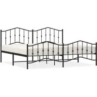Robustes Bettgestell Metall Schwarz 193x203 cm - Elegantes Bettgestell aus pulverbeschichtetem Stahl, bietet Stabilität und zusätzlichen Stauraum unter dem Bett. Ideal für ein stilvolles Schlafzimmer!