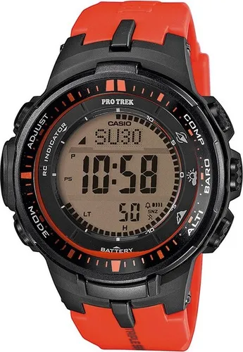 CASIO Herrenuhr Pro Trek PRW-3000-4ER - Digitale Multifunktionsuhr mit Solarbetrieb, ideal für Outdoor-Abenteurer. Sie bietet Funktionen wie Barometer, Höhenmesser und Thermometer sowie eine Super Full Auto LED Light für optimale Sichtbarkeit.