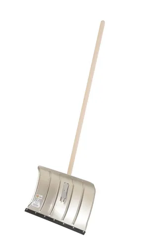 Offner Alu-Schneeschieber, 50 cm, Holzstiel, für geräuscharmes Schneeräumen