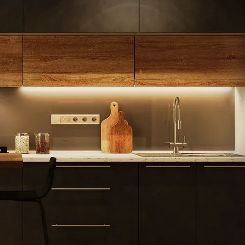LED Unterbauleuchte 50 cm schwarz, 5 W warmweiß - Schrankbeleuchtung mit elegantem Design, 330 Lumen warmweißem Licht und praktischem Kabelschalter für einfache Bedienung. Ideal zur perfekten Ausleuchtung von Regalen und Tischen.