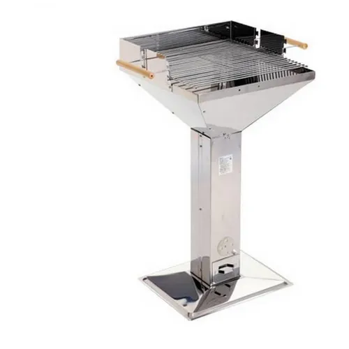 Mr. Gardener Trichtergrill Nebraska aus Edelstahl - Säulengrill für Holzkohle, freistehend und tragbar mit einer Grillfläche von 48x46,5 cm – perfekt für Grillpartys im Garten oder beim Camping.