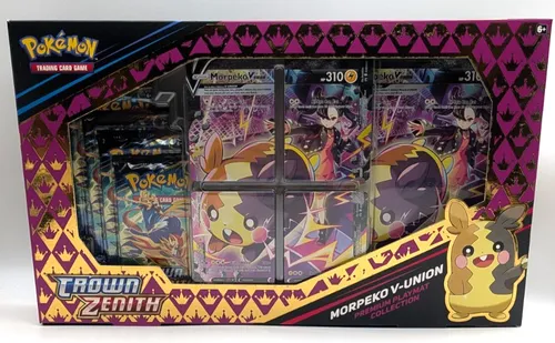 POKEMON CROWN ZENITH MORPEKO V-UNION PREMIUM PLAYMAT COLLECTION - Sammleredition mit Morpeko V-UNION und Trainer Marnie, inklusive einer einzigartigen Spielmatte und einer Code-Karte für das Pokémon-Sammelkartenspiel Live.