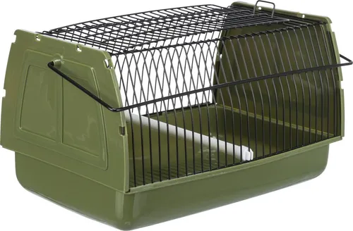 TRIXIE Transportbox für Vögel und Kleintiere, grün, 22 × 14 × 15 cm - Hundeboxen für sichere Transporte, mit praktischem Tragegriff und herausnehmbarer Sitzstange für mehr Komfort und weniger Stress bei Tieren.