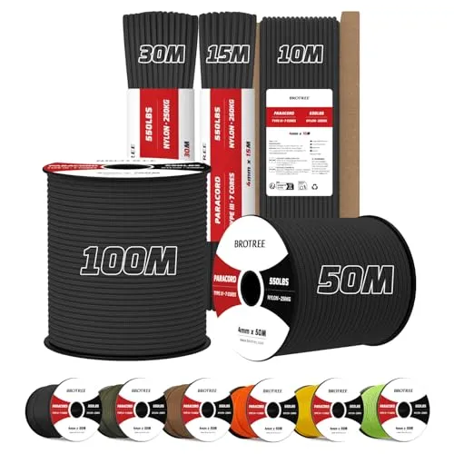Brotree Paracord 550 4mm 30M 100% Nylon Seil Schnur Typ III mit 7 Stränge
