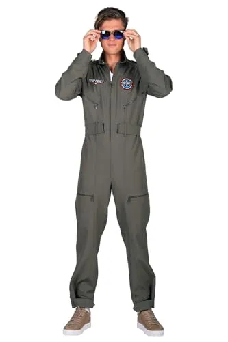 Thetru Herren Kostüm Top Pilot Overall grün Karneval Fasching Gr. XXL