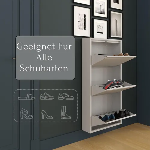 Schuhkipper, Metall 50 x15 x 100 cm, grau RAL 7035 von Mades GmbH