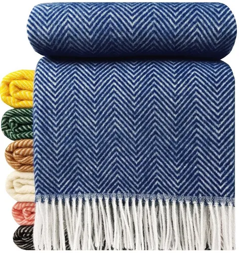 Wolldecke 100% Schurwolle Wohndecke Plaid Decke 140 x 200cm Tirol-M Dunkelrot
