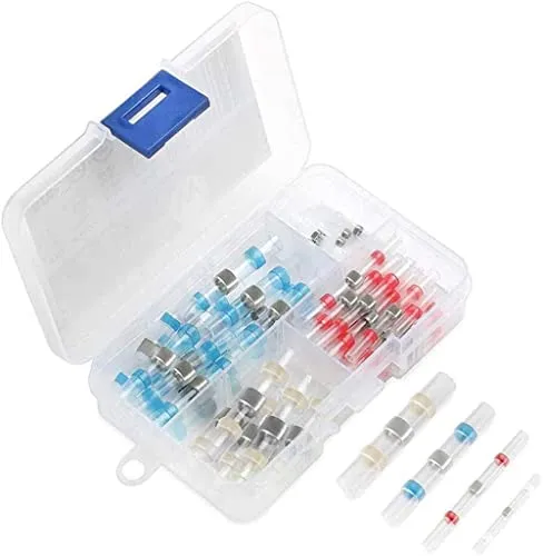 VOARGE 50x Lötverbinder Schrumpfverbinder, Wasserdicht Stoßverbinder Schrumpfverbinder, Lötverbinder-Klemmen für Kfz-Elektro mehrfarbig