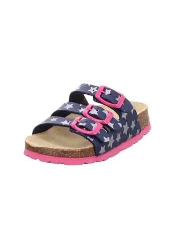 Superfit Mädchen FUSSBETTPANTOFFEL Hausschuhe, BLAU/HELLBLAU 8400 - Hausschuhe für Mädchen in Blau/Hellblau, mit bequemem Fußbett und ideal für entspannte Tage zu Hause.