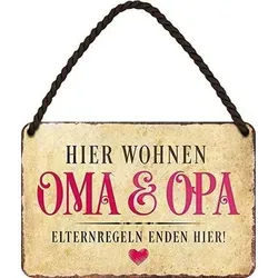 schilderkreis24 Metallschild Hier Wohnen Oma & Opa braun
