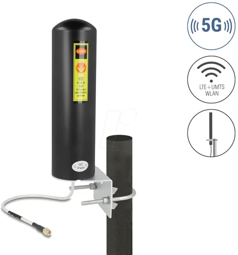 DELOCK 10037 - Omnidirektionale 5G LTE Antenne SMA Stecker - WLAN-Zubehör für Innen- und Außenbereich, ideal für hohe Durchsatzraten und niedrige Latenz mit breitem Frequenzspektrum.