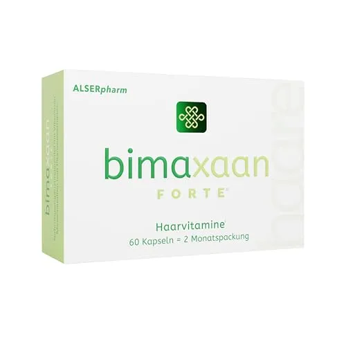 Bimaxaan forte Haarvitamine (2 Monatspackung) • Für Frauen und Männer • Zum Erhalt der normalen Haare mit Brennnessel-, Kürbiskern-, Ginkgo Biloba-Extrakt sowie B-Vitaminen, Zink, Niacin, Biotin