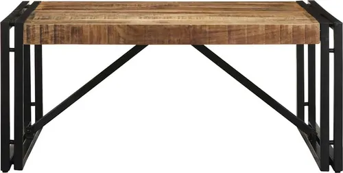 vidaXL Couchtisch aus massivem Mangoholz 80x80 cm - Robuster Couchtisch aus unbehandeltem Mangoholz mit pulverbeschichtetem Eisengestell für industrielle Eleganz und außergewöhnliche Haltbarkeit. Ideal für entspannte Stunden mit Freunden und Familie.