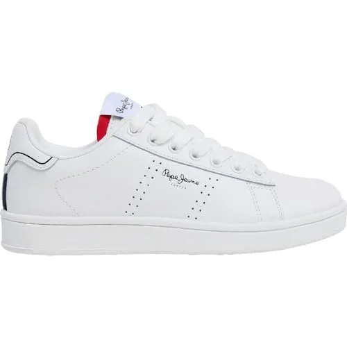 Pepe Jeans Jungen Player Basic B Sneaker, Weiß - Sneaker für Jungen mit kontrastierender Lasche und Gummi-Außensohle, ideal für Freizeit und Schule, bietet hohen Tragekomfort durch gepolsterten Kragen.