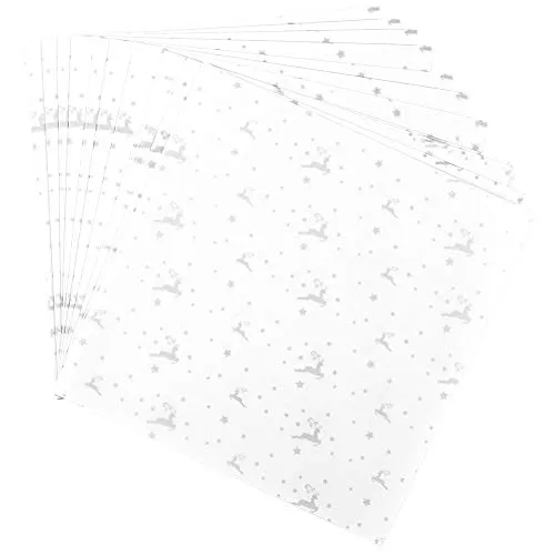 Ideen mit Herz Transparentpapier | 100 Blatt | Premium-Qualität | 110 g/qm | bedruckt | ideales Faltpapier zum Sterne basteln | transparentes Bastelpapier (Hirsche | weiß & silber, 20 x 20 cm)