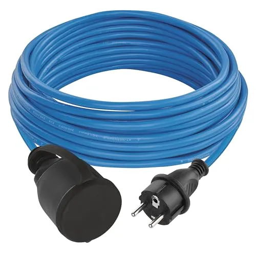 EMOS ganzjähriges Outdoor-Verlängerungskabel Schuko, blaues 10m Kabel 1,5 mm2 mit Schutzkappe, IP44 wasserdicht und frostbeständig für Außenbereich, Industrie, Baustelle