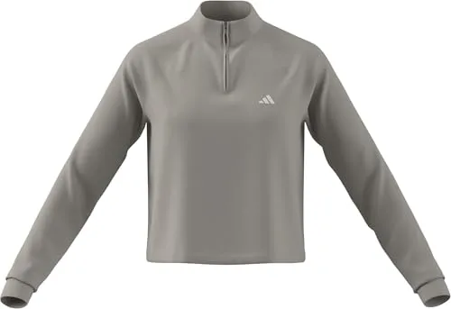 adidas Women's Train Essentials Minimal Branding 1/4-Zip Cover Up, Wonder Alumina, M