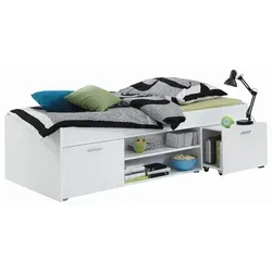 FMD Möbel 810-001 Bett Carlo - Weiß, 90 x 200 cm - Nachttisch mit hoher Kratzfestigkeit durch Melaminharzbeschichtung, ideal für langlebigen Gebrauch und einfache Montage dank grafischer Anleitung.