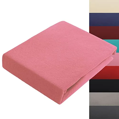 Spannbettlaken 90x200-100x200 cm Thermo Fleece Winter Flausch Bettlaken Spannbetttuch Weich Gemütlich Microfaser Teddyflausch, Farbe Rosa