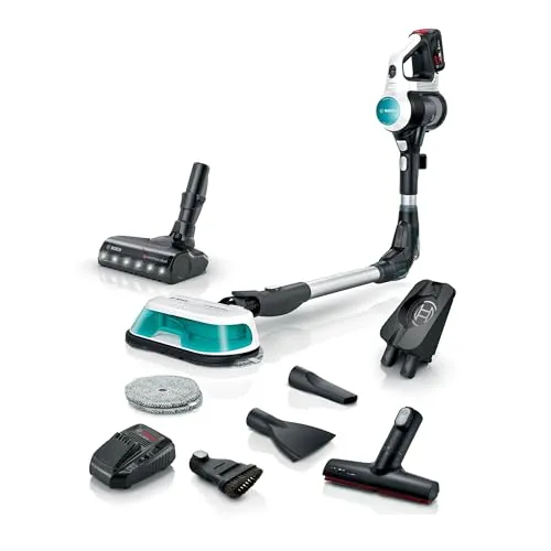 BOSCH Akku-Stielstaubsauger ProHygienic Aqua BKS71HYG1 - Beutellos, 2in1 Saugen und Wischen mit HEPA Filter und automatischer Wasserdosierung, ideal für gründliche Reinigung