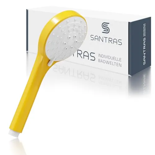 SANTRAS® Handbrause Gelb – 3-fach verstellbarer Duschkopf