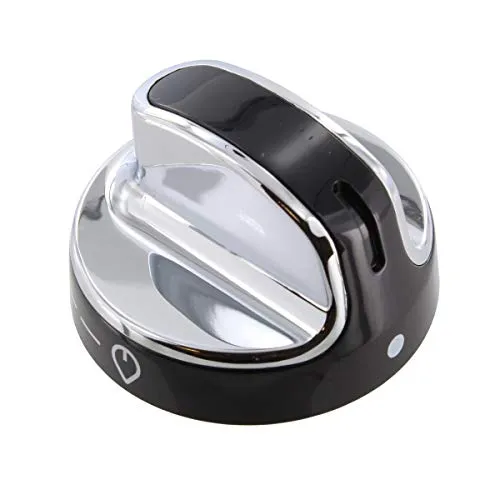 Original Ofen, Belling, New World 444442154, 444442689, NW601DFDOL, NW601GTCLM Serie Gas-Kontrollknopf, Schwarz/Chrom