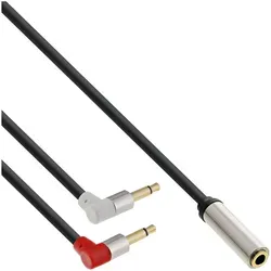 2m - Inline® Slim Audio Kopfh. Flugz.-Adapterkab., 2x3,5mm ST / 3,5mm BU 3pol.