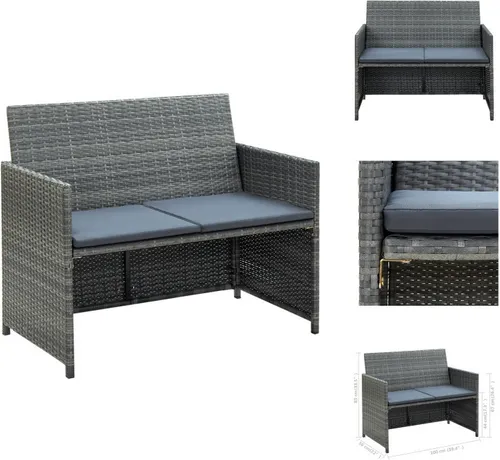 vidaXL 2-Sitzer-Gartensofa Grau aus Poly Rattan