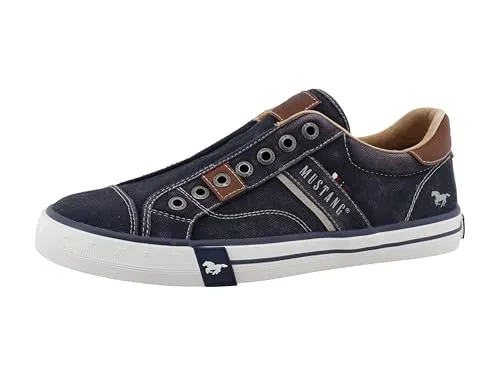 MUSTANG Herren Low-Top Sneaker – Sportliche Freizeit-Schuhe in Blau - Sportliche Low-Top Sneaker für Herren, ideal für Freizeit und Alltag. Aus atmungsaktiver Baumwolle mit robuster Gummisohle für optimalen Komfort und Halt.