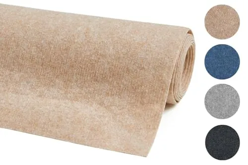 andiamo Teppichboden Milo - Einfach zu verlegen in Beige - Teppichboden in feiner Rippenstruktur, vielseitig einsetzbar und pflegeleicht, ideal für Wohnräume und Fußbodenheizung.