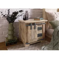 Nachttisch Mango RAILWAY #3012 in beige von Massivholzmöbel24