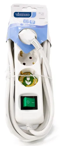 Vivanco Steckdosenleiste 3fach 3m Netzschalter BasicLine Mehrfachstecker 113