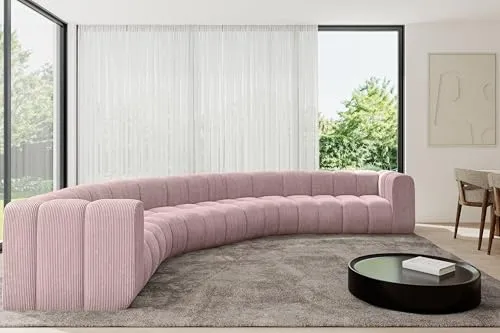 ALTDECOR Modulares Sofa Ecksofa in U-Form Corner modular Sofa Eckcouch Couch Wohnlandschaft Cauchsofa Bodensofa Polstersofa Lazro-U1-373x373x70 cm Rosa