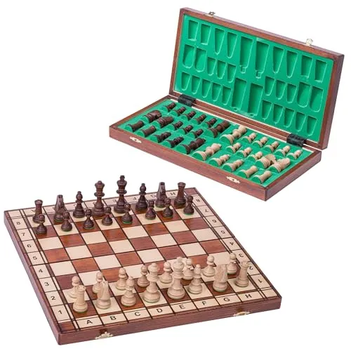 Square - Schach Schachspiel - Jupiter - 40 x 40 cm - Gewichtete Schachfiguren & Schachbrett aus Holz