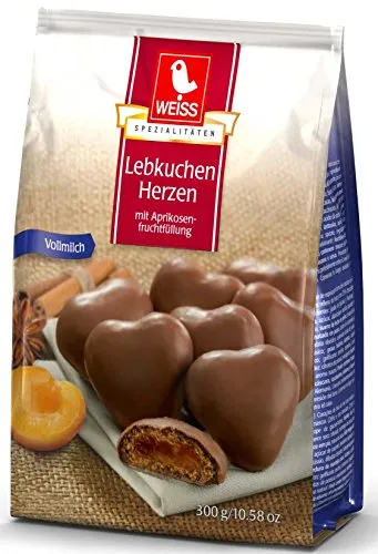 Weiss Gefüllte Lebkuchen Herzen Vollmilch (0.3 kg)
