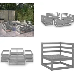 vidaXL 8 tlg. Garten Lounge Set Grau Massivholz Kiefer