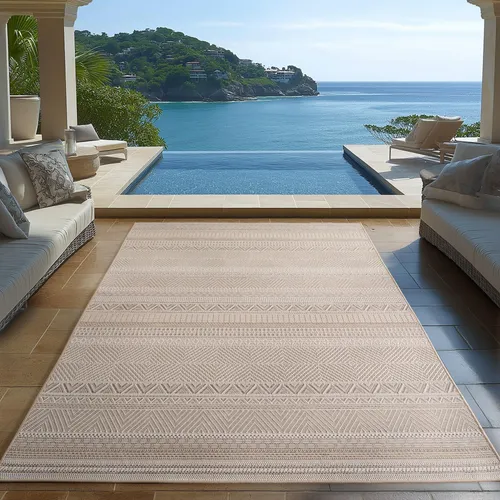Carpetsale24 Outdoor Teppich Beige 200x290 cm - Wetterfest & UV-beständig, ideal für Balkon, Terrasse und Garten. Robustes Polypropylen sorgt für Langlebigkeit und einfache Reinigung.