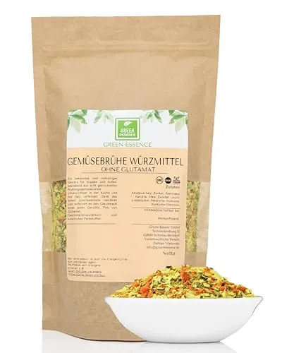 Gemüsebrühe 500g, Suppenwürze ohne Zusätze & Glutamat von Green Essence | Gemüsebouillon 500 g, natürlicher geschmacksverstärker, ohne Hefe & künstliche Geschmacksstoffe, Suppenbasis 500 Gramm