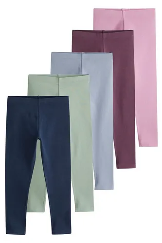 Next Leggings 5er-Pack Leggings in Blau und mehr - Stoffhosen, 5er-Pack in verschiedenen Farben für Kinder, aus 92% Baumwolle für hohen Tragekomfort und Elastizität.