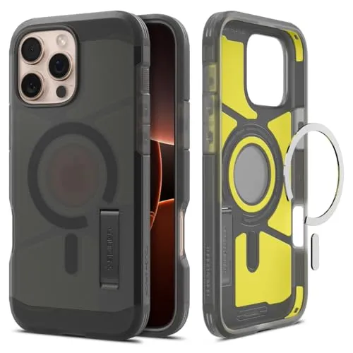 Tough Armor MagSafe frost black für iPhone 16 Pro - Handyhülle mit MagFit und kompatibel mit MagSafe, bietet optimalen Stoßschutz durch speziellen Schaumstoff und ist in elegantem Frost Schwarz gehalten.