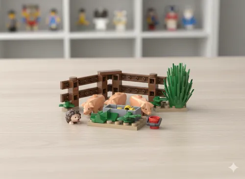 Kiddicraft KC1103 Schweine Freiland 57 Teile • Bauernhof kompatible Steine OVP