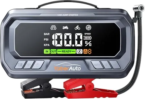 YaberAuto Starthilfe Powerbank mit 6000A und 160PSI Kompressor