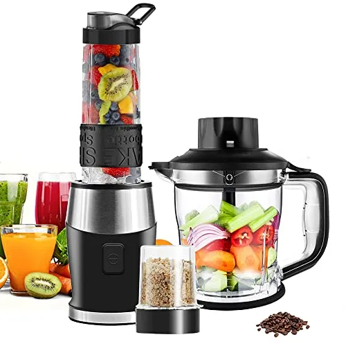 WAWORIO Mixer Smoothie Maker 700W - Multifunktionaler Standmixer mit 570ml Sport-Flasche, ideal zum Mixen, Zerkleinern und Pürieren in weniger als 1 Minute für gesunde Smoothies und Babynahrung.