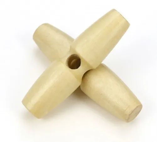 Stück ovaler Holzknopf/ Knebelknopf natur 30mm,1 Loch 3cm Knöpfe hell 12