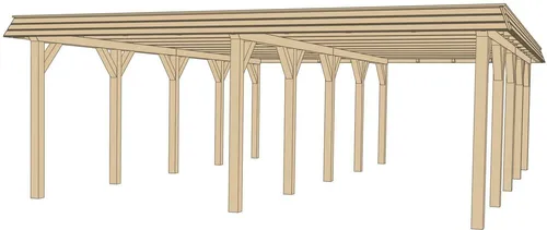 weka Doppelcarport Leimholz-Flachdach-Carport 615 Gr.2, BxT: 622x832 cm, 209 cm Einfahrtshöhe, Flachdach aus verzinktem Stahl mit Trapezprofil