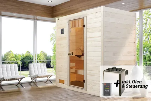 Weka Sauna VALIDA 4,5 kW OS Gr.2 mit Glastür - Saunen, Dampfbäder & Infrarot-Wärmekabinen – Genießen Sie entspannende Wellnessmomente in Ihrer eigenen Sauna mit eleganter Glastür und leistungsstarker 4,5 kW Heizung.